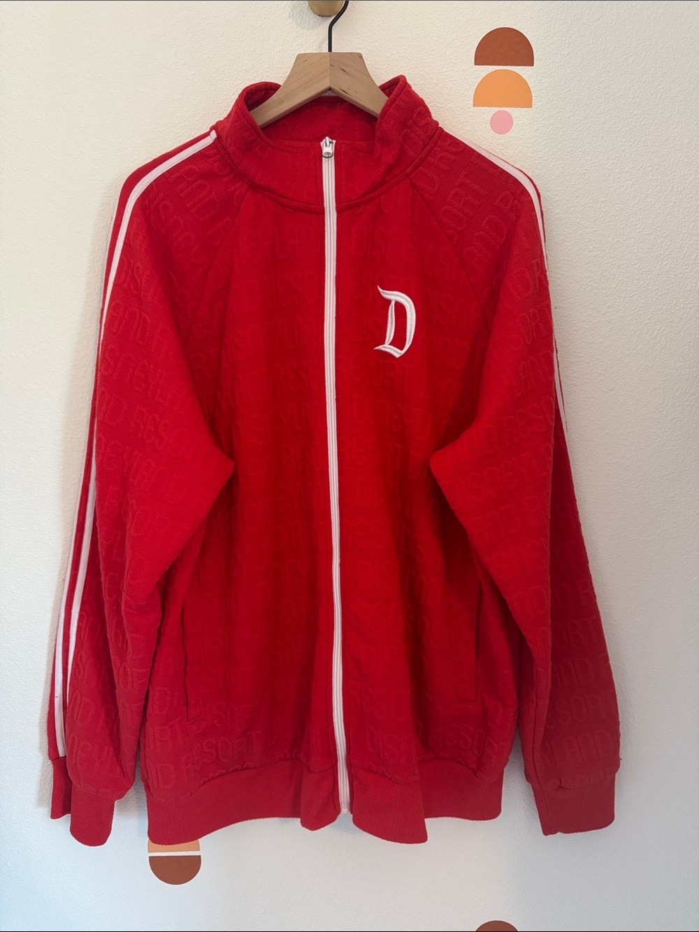Men’s Disney Y2K full zip Red Track Jacket with 'D' Logo #disney #y2k N0138